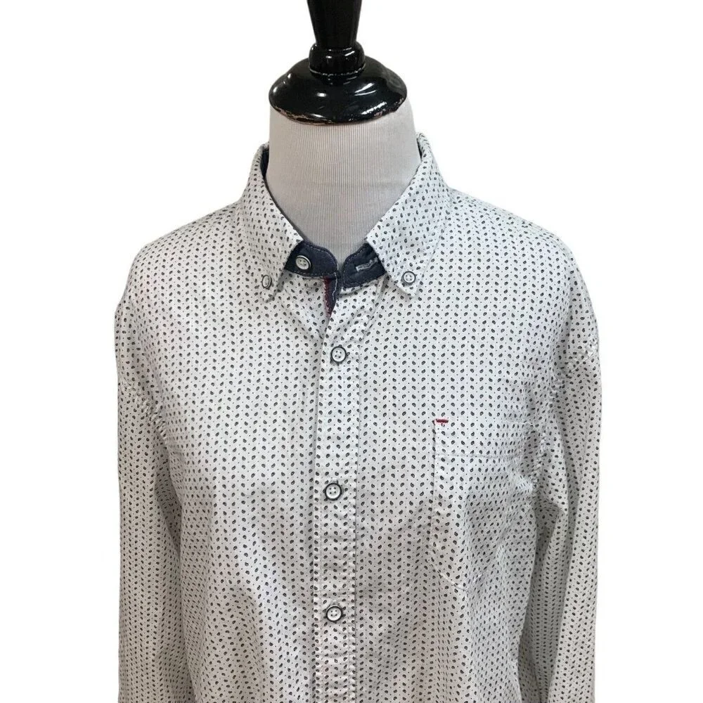 MBX Denim Wear Men's Button Down Shirt L Large Slim Fit Long Sleeve Paisley